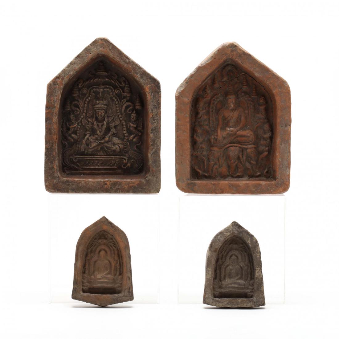 Four Thai Stone Buddhist Votive Plaques (1 of 7)