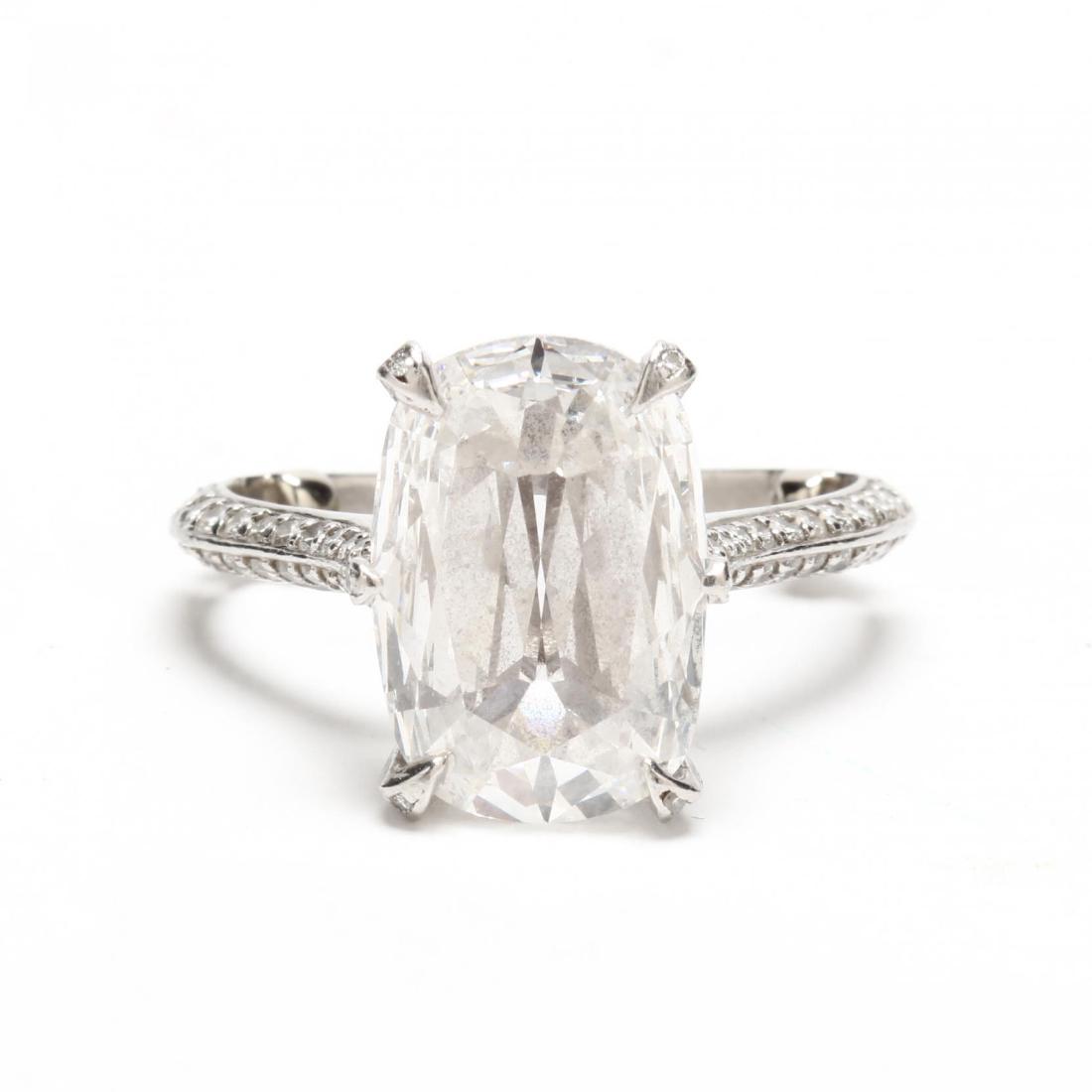 Unmounted 5.07 Carat Diamond and Platinum and Diamond