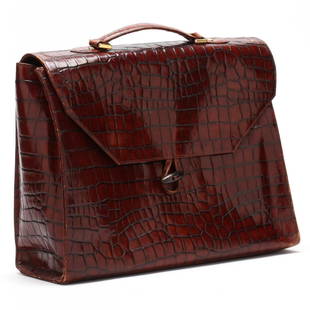 Christopher Kane, Alligator Satchel: Leland Little Auctions of Hillsborough, NC and Iron Horse Auction Company of Rockingham, NC are proud to offer, at auction, the Estate of the late Richard C. Siskey and Diane Siskey. labeled. 13 x