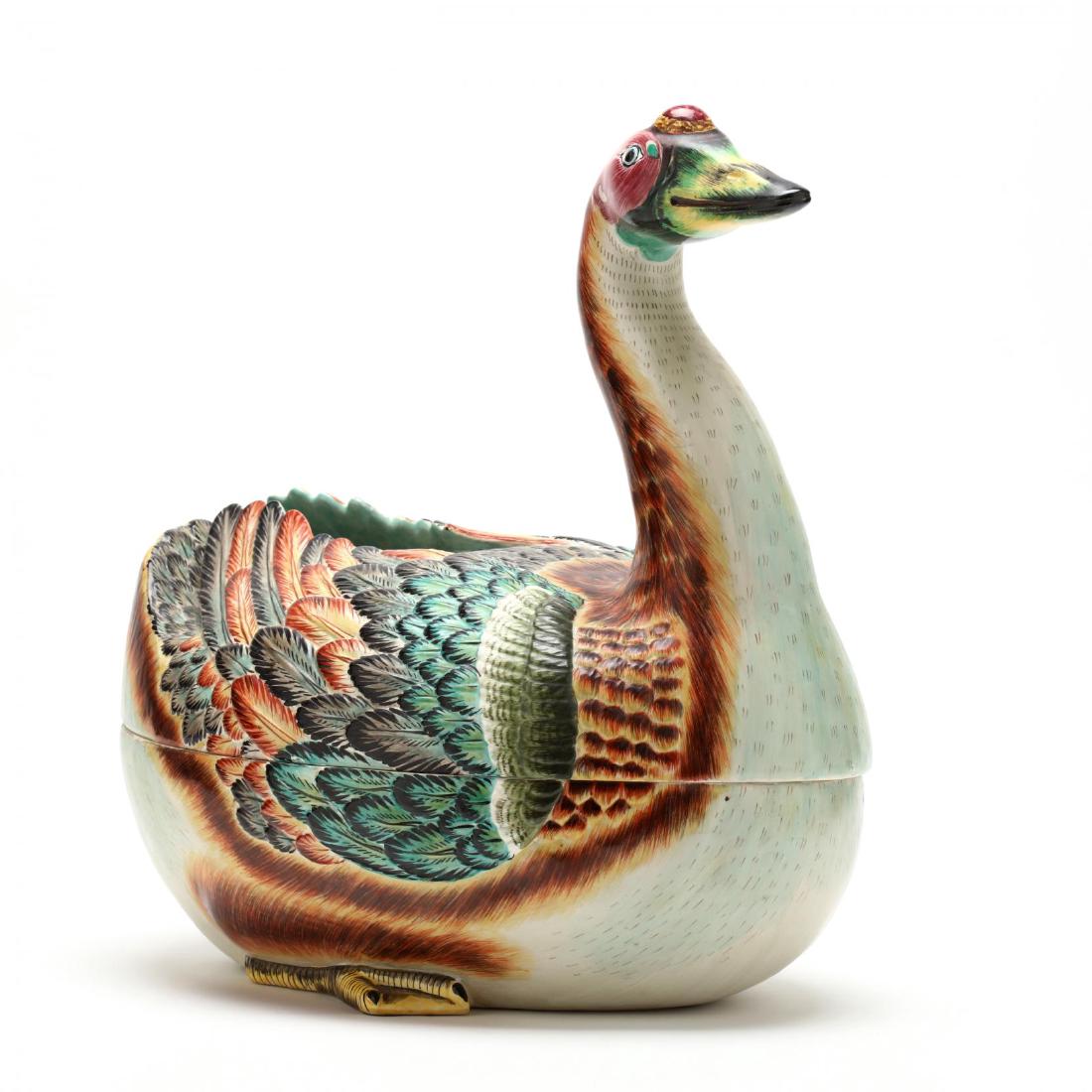 Large Vintage Mottahedeh Polychrome Goose Tureen (1 of 6)
