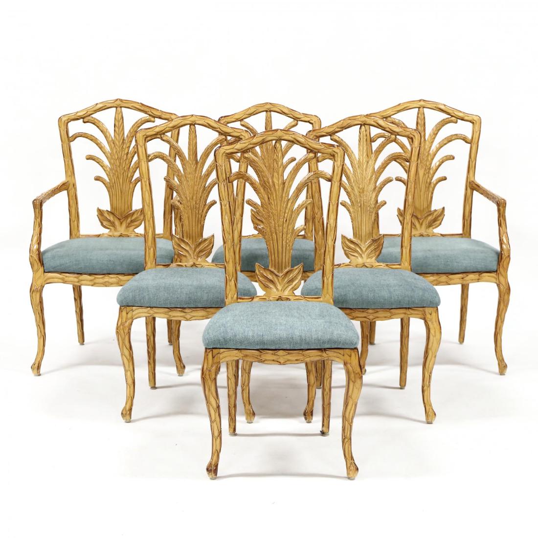 Set of Six Continental Faux Bois Dining Chairs (1 of 3)