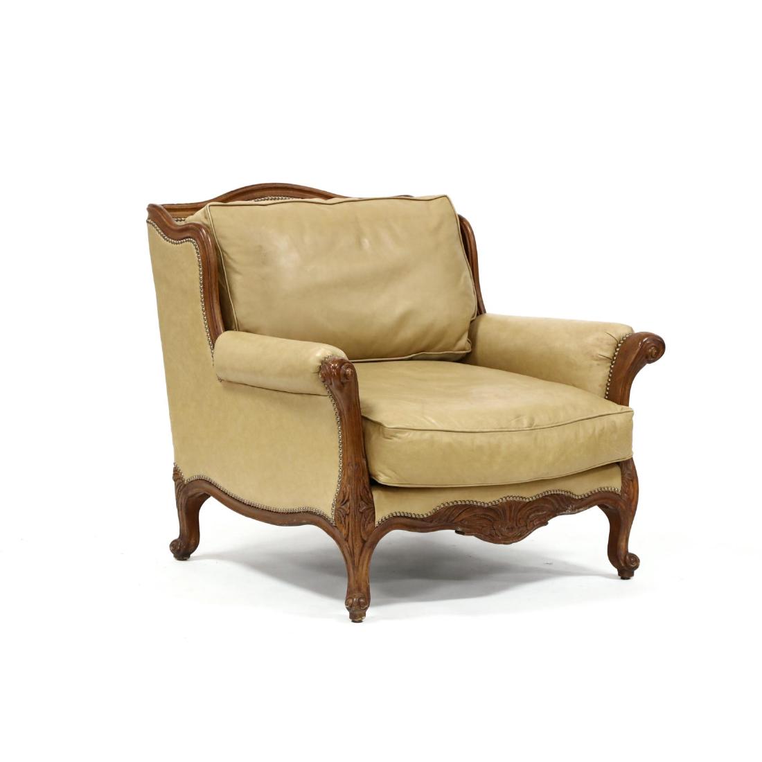 Louis XV Style Oversized Leather Bergere (1 of 3)