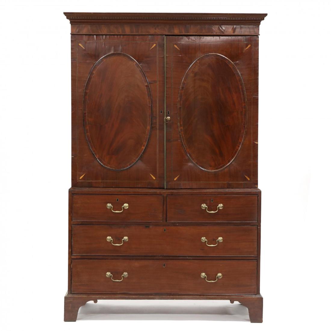 Georgian Inlaid Mahogany Linen Press (1 of 5)