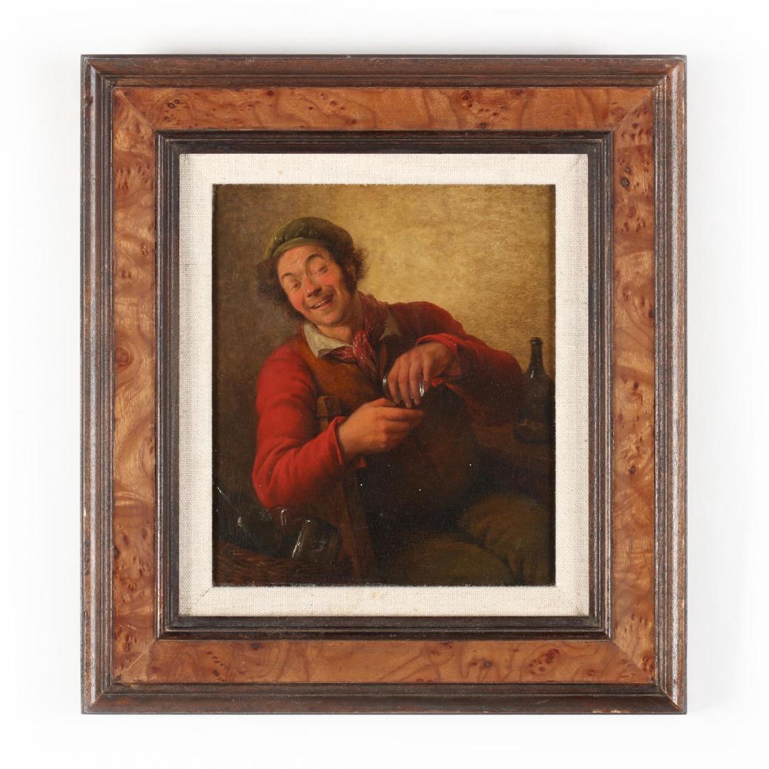 An Antique Dutch School Painting of a Merry Drinker (1 of 3)