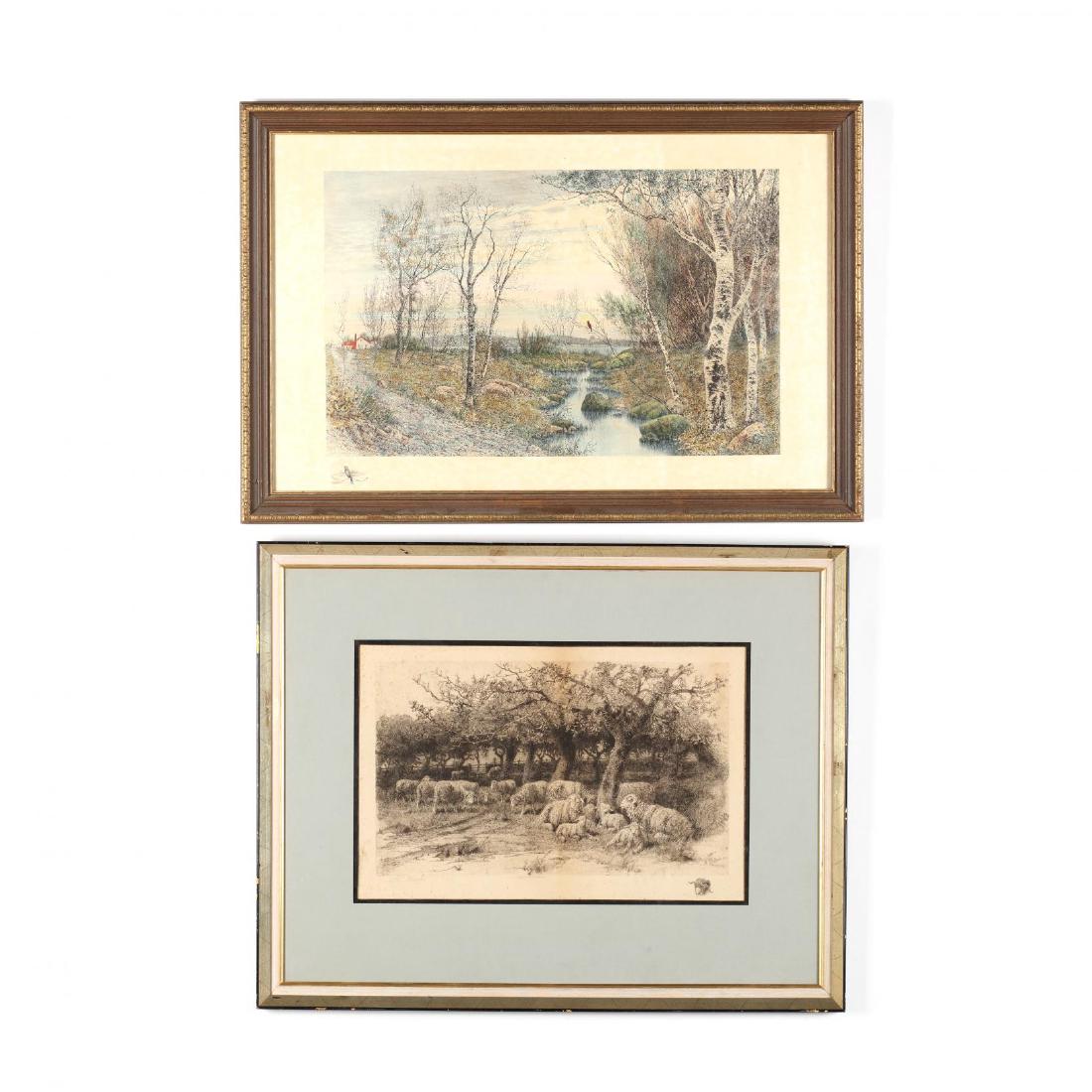 Two Large Etchings - Monks and Lander (1 of 6)