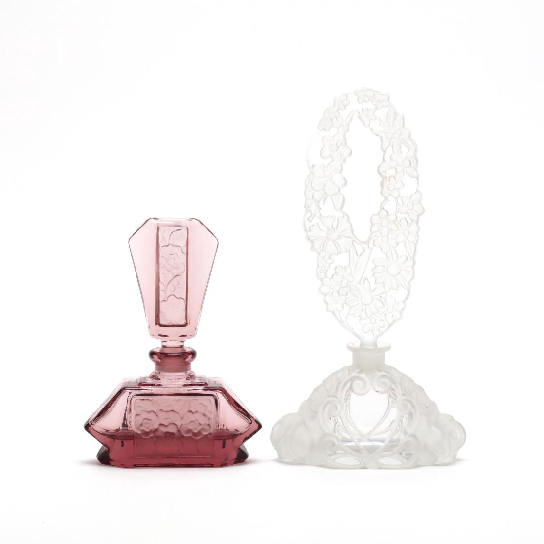 Two Vintage Art Deco Glass Perfume Bottles (1 of 3)