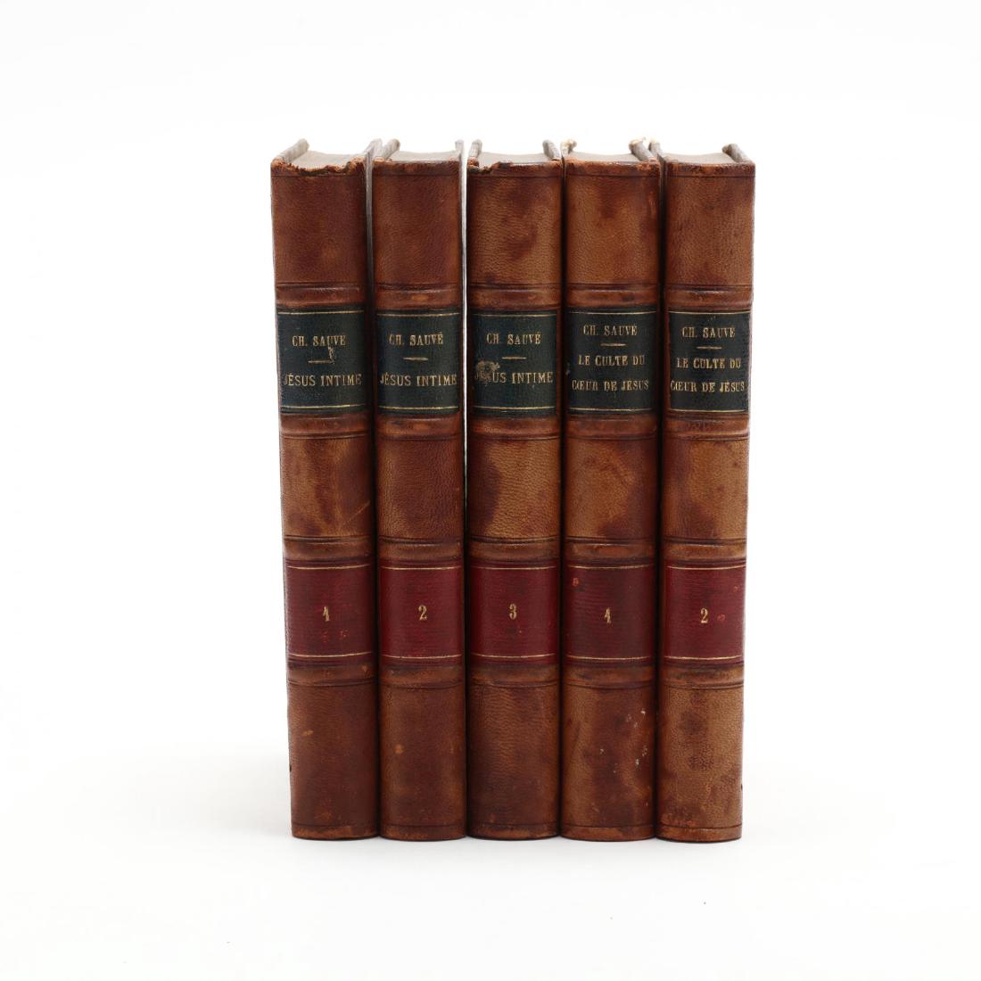 Five Antique French Leather Bound Books (1 of 3)