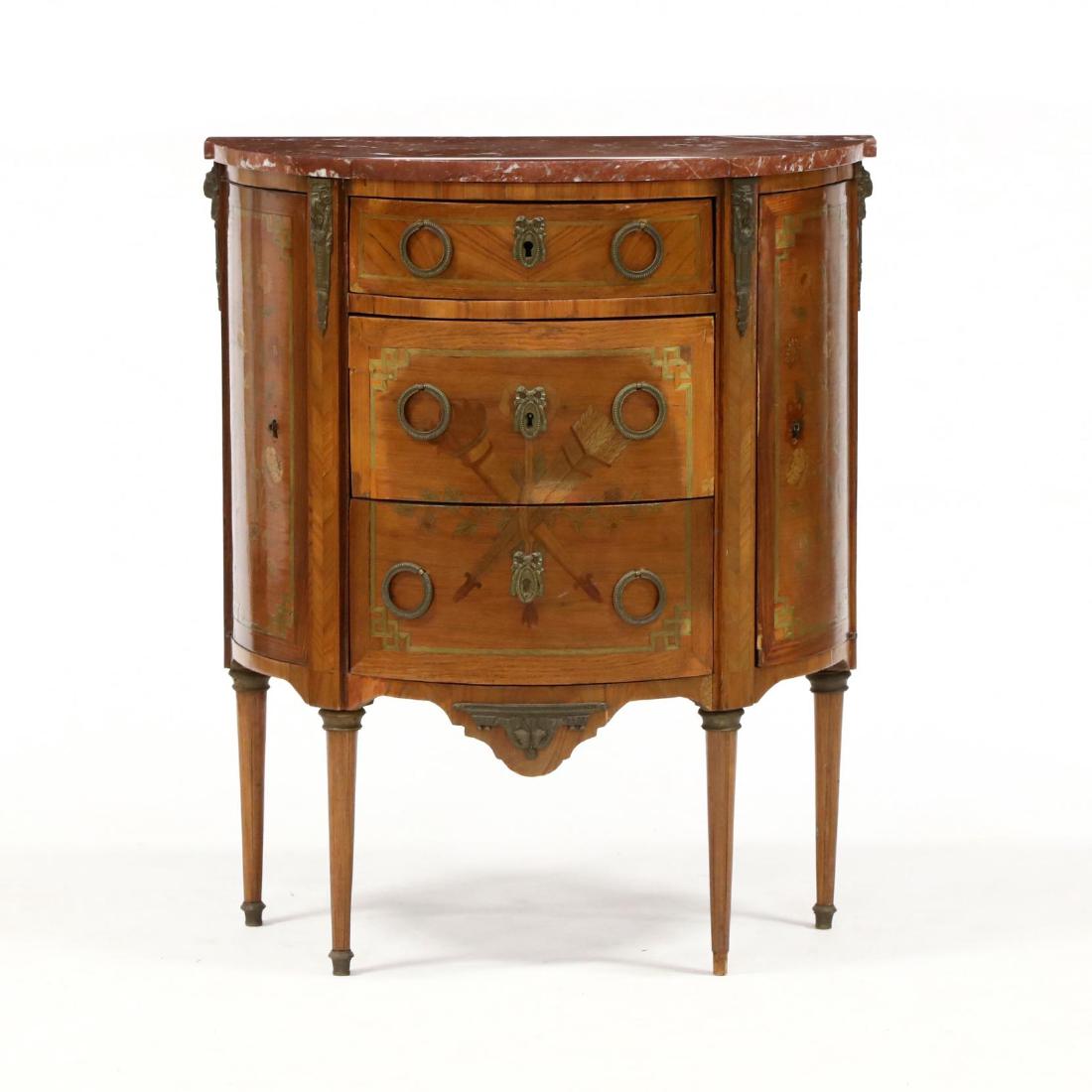 Louis Phillipe Style Inlaid Marble Top Small Commode (1 of 3)