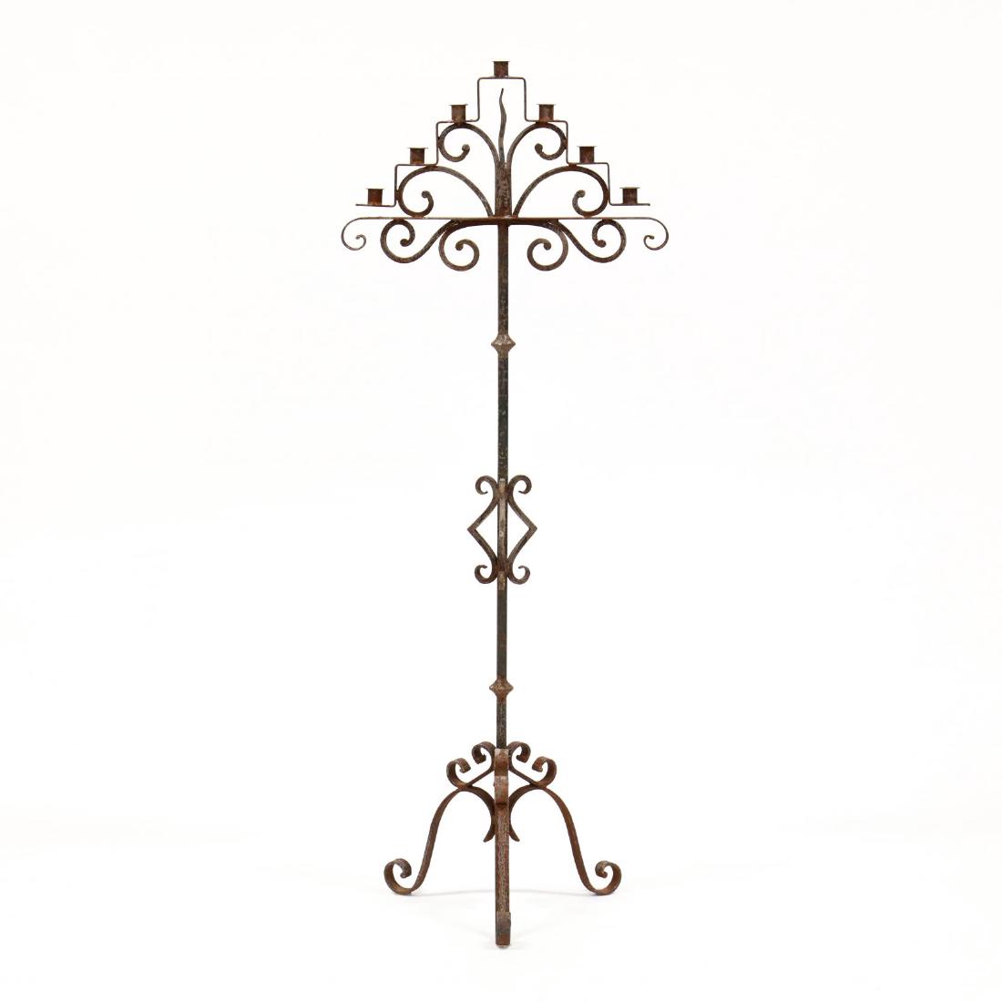 Spanish Style Wrought Iron Floor Candelabra (1 of 4)