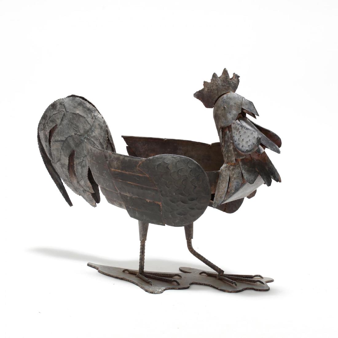 Vintage Cut Metal Rooster Plant Stand (1 of 3)