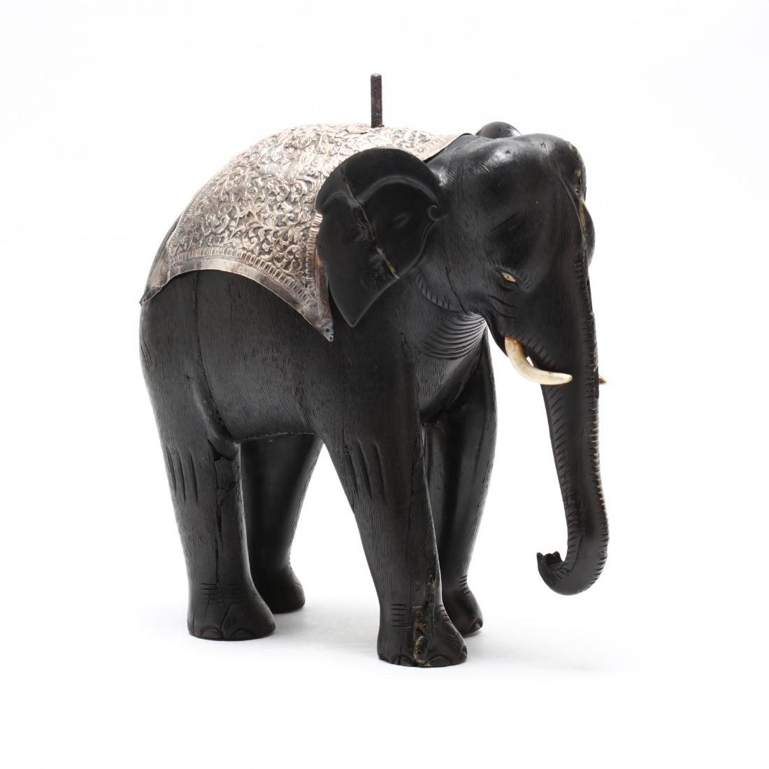 Carved Ebony and Silver Elephant (1 of 5)