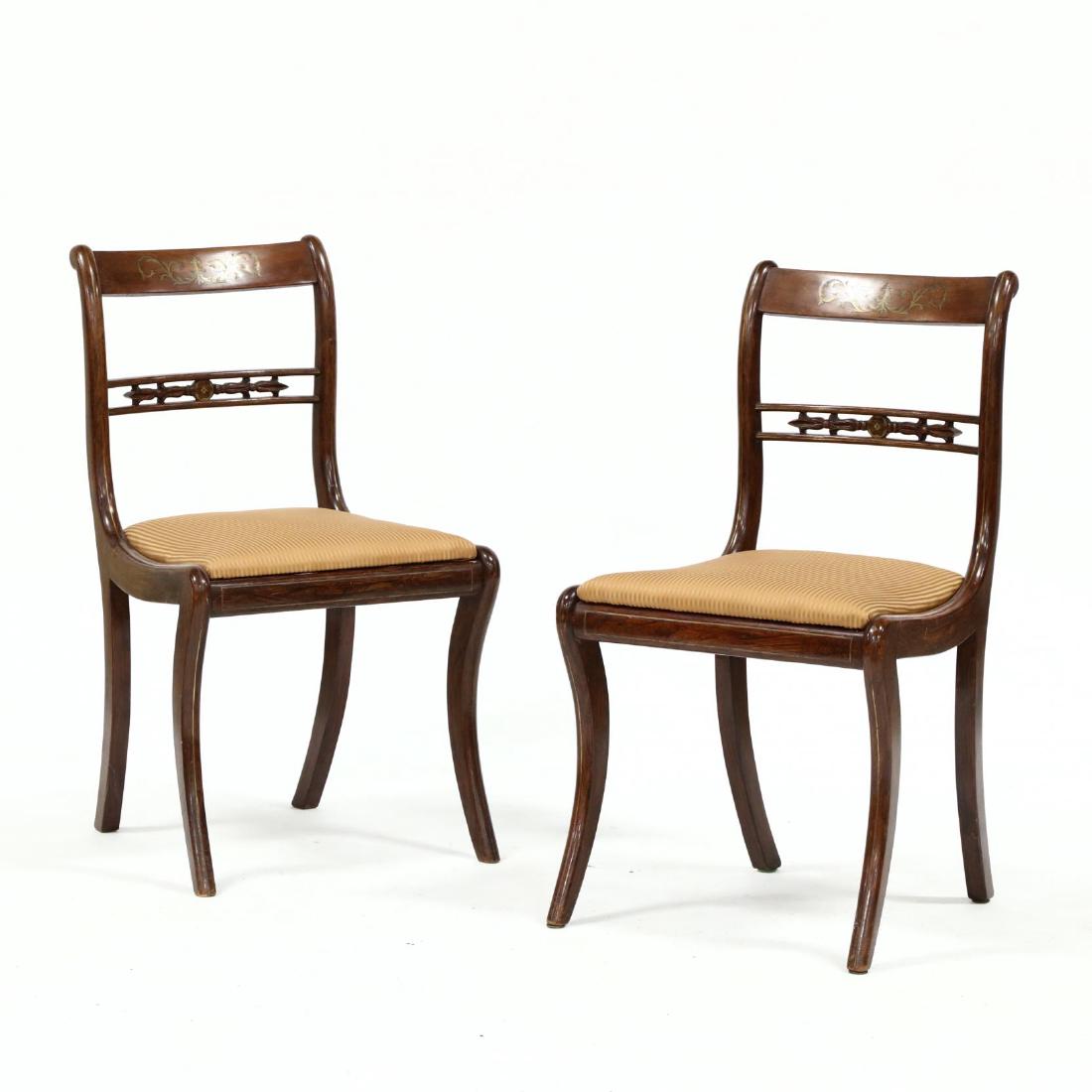 Pair of Regency Inlaid Faux Grain Painted Side Chairs (1 of 3)