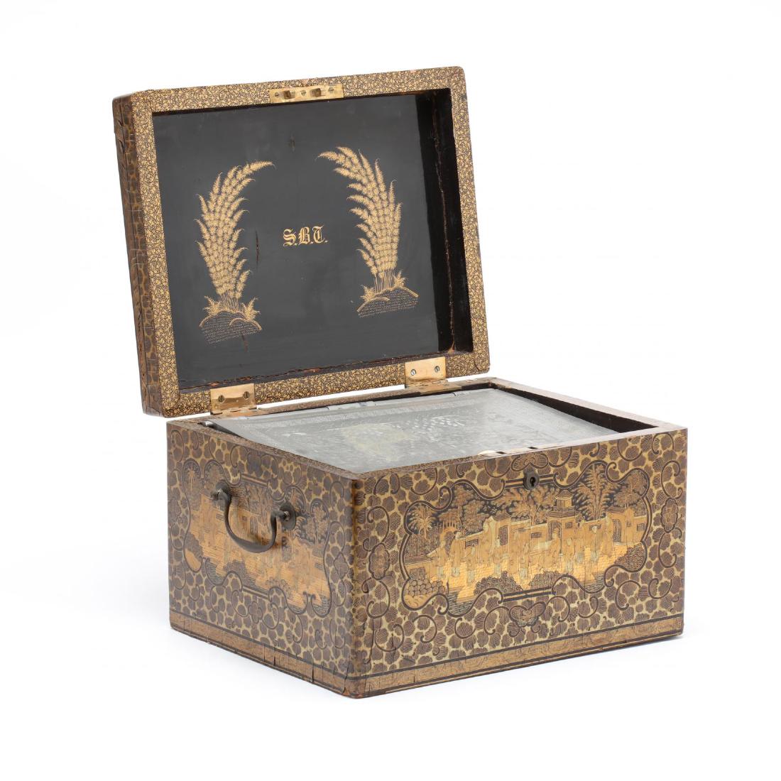 A Chinese Export Lacquered and Gilded Tea Caddy (1 of 8)