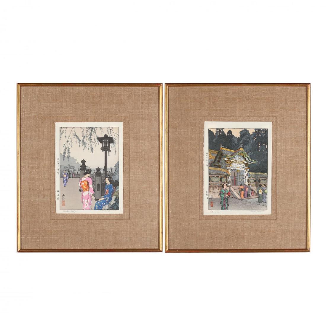 Two Woodblock Prints by Toshi Yoshida (Japanese, (1 of 9)