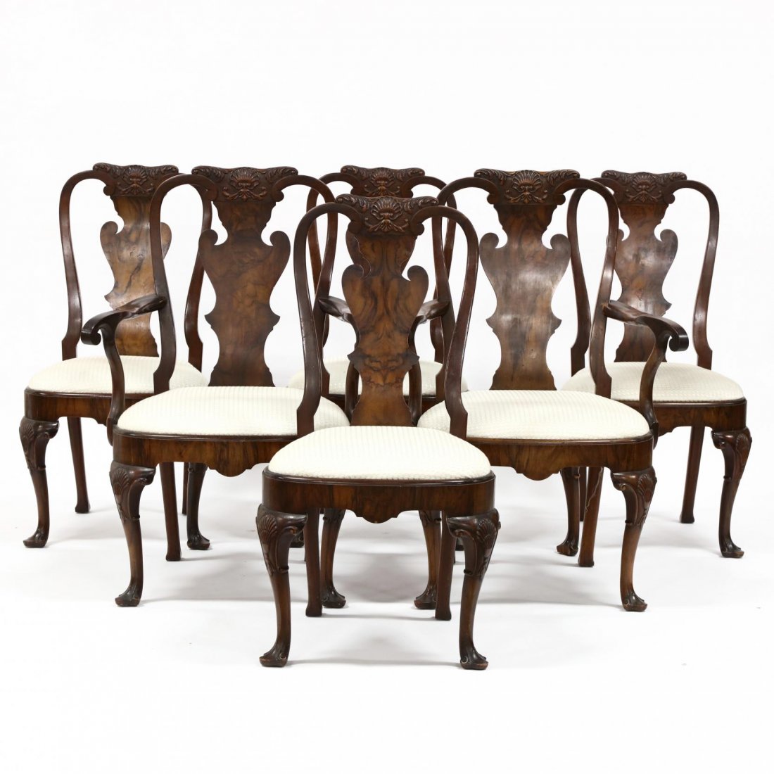 Set of Six Queen Anne Style Dining Chairs (1 of 3)