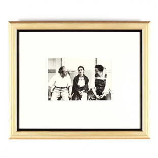 Lucienne Bloch (American, 1909-1999), New Workers: gelatin silver print, 1933, signed on the mount and on the sheet, presented in gilt frame. SS 6 7/8 x 10 3/8 in.; DOA 19 1/4 x 23 1/4 in. Lucienne Bloch's life was astounding because of her diverse ar