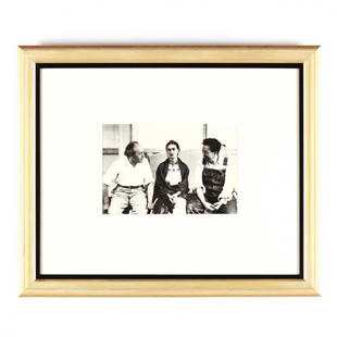 Lucienne Bloch (American, 1909-1999), New Workers: gelatin silver print, 1933, signed on the mount and on the sheet, presented in gilt frame. SS 6 7/8 x 10 3/8 in.; DOA 19 1/4 x 23 1/4 in. Lucienne Bloch's life was astounding because of her diverse