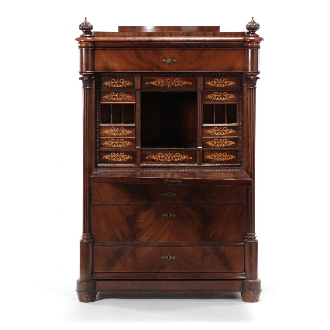 Continental Inlaid Mahogany Secretaire Abbatant (1 of 9)