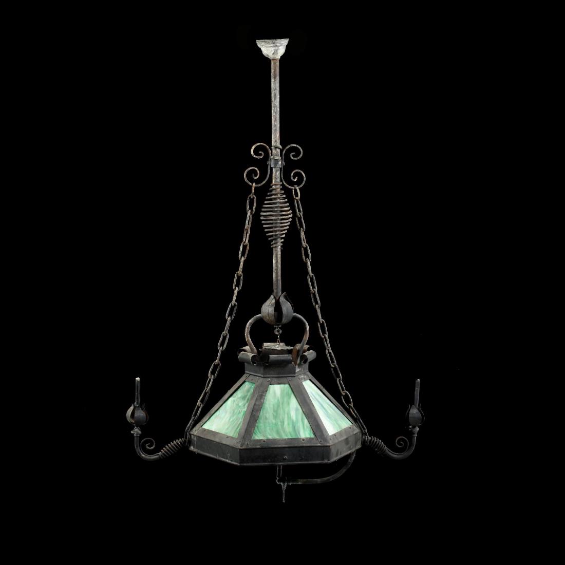 Antique Gas Lit Slag Glass Hanging Light (1 of 7)