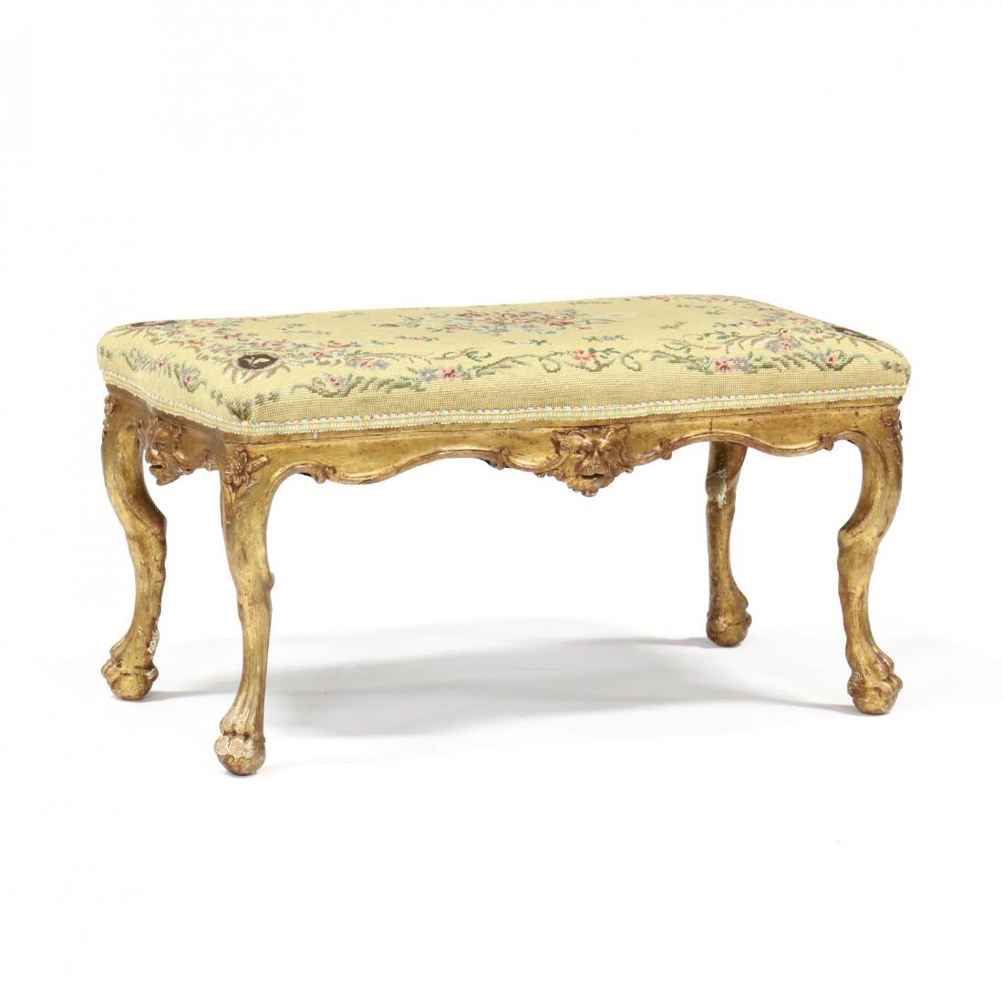 Continental Carved and Gilt Needlepoint Bench (1 of 3)