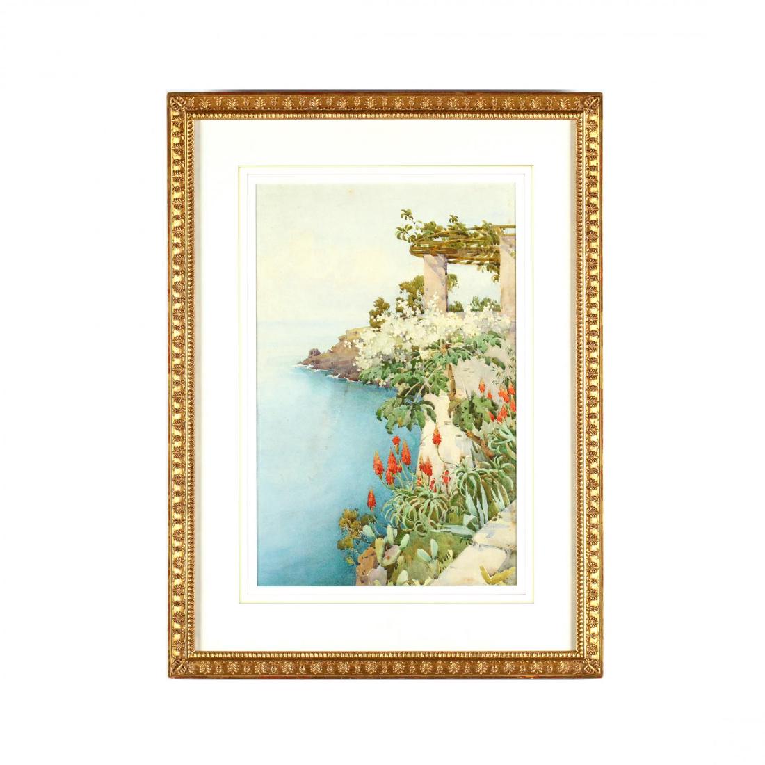 Ella Mary Du Cane (British, 1874-1943), Madeira Garden: watercolor on paper, signed at lower right, matted and framed under glass. SS 17 x 11 in.; DOA 24 5/8 x 18.25 in. Ella Du Cane was the great grand-daughter of John Singleton Copley through her mother'