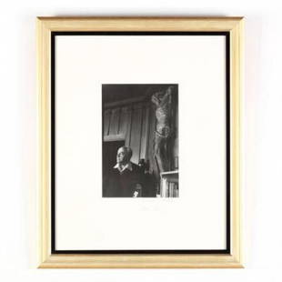 Lucienne Bloch (American, 1909-1999), Portrait of: gelatin silver print, with Lucienne's signature on the mount as well as another inscription (possibly Ernest's signature) below, presented in gilt frame. SS 10 1/2 x 7 in.; DOA 23 1/4 x 19 1/4 in. Luc