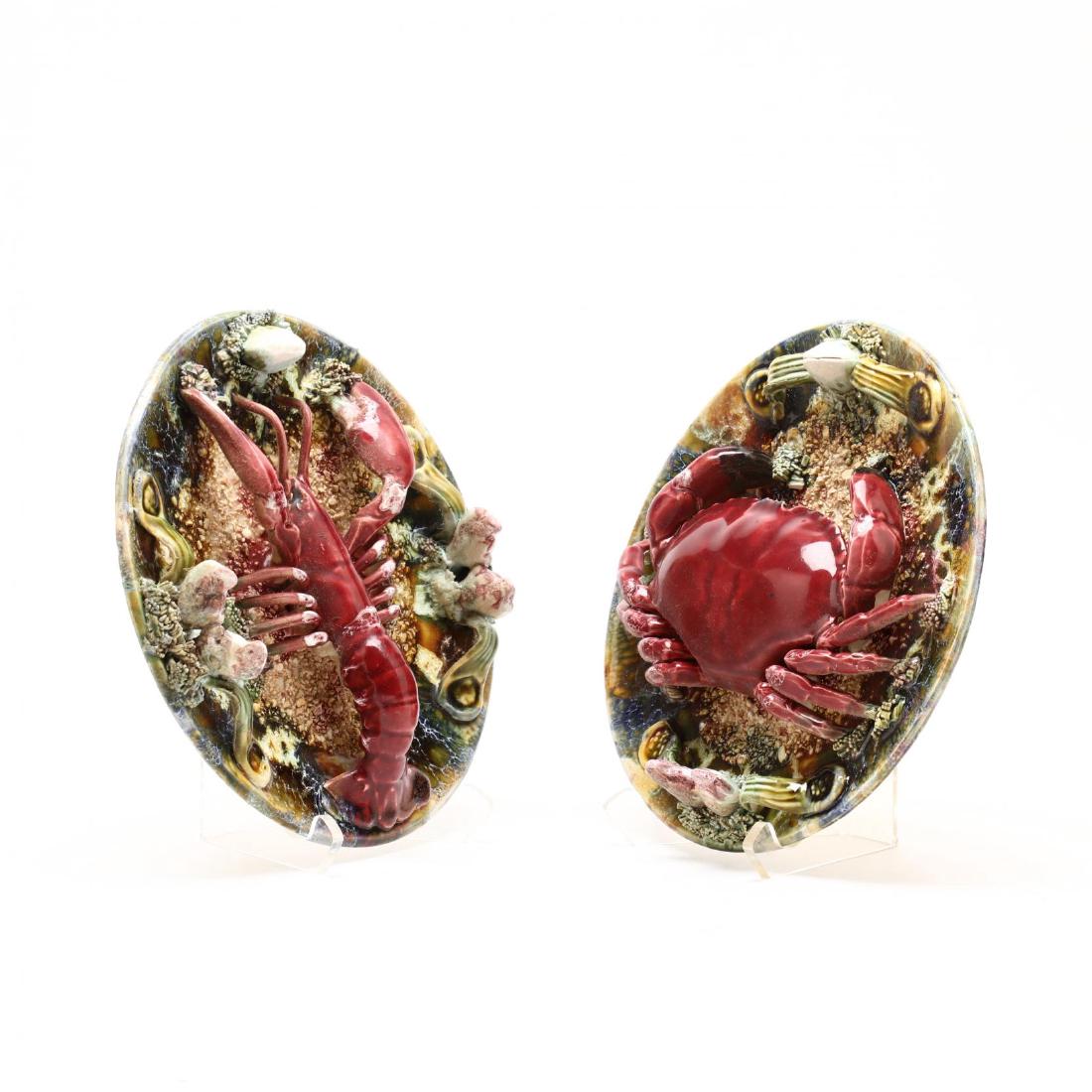 Pair of Majolica Palissy Ware Wall Plates (1 of 6)