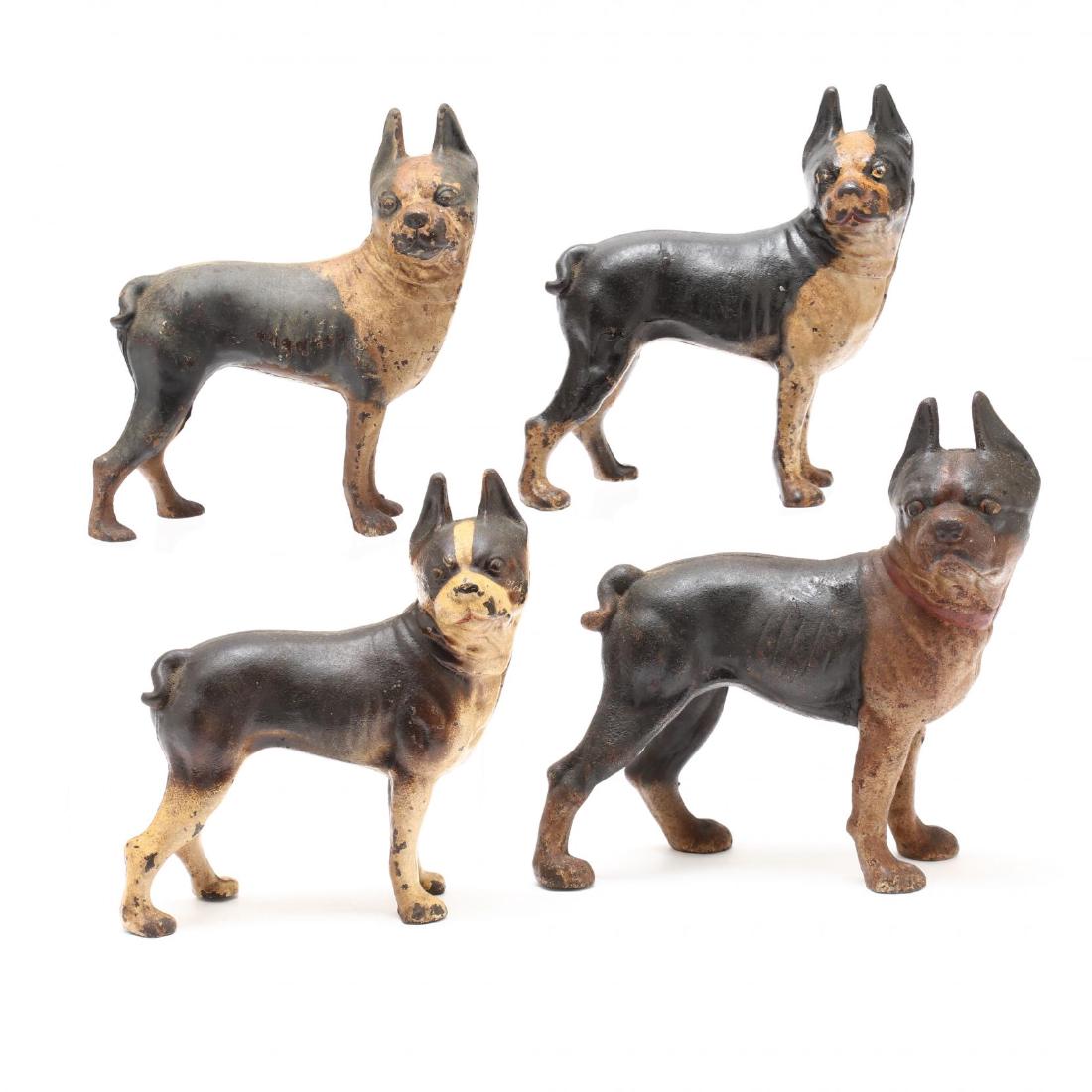Four Antique Painted Cast Iron Boston Terrier Doorstops (1 of 3)