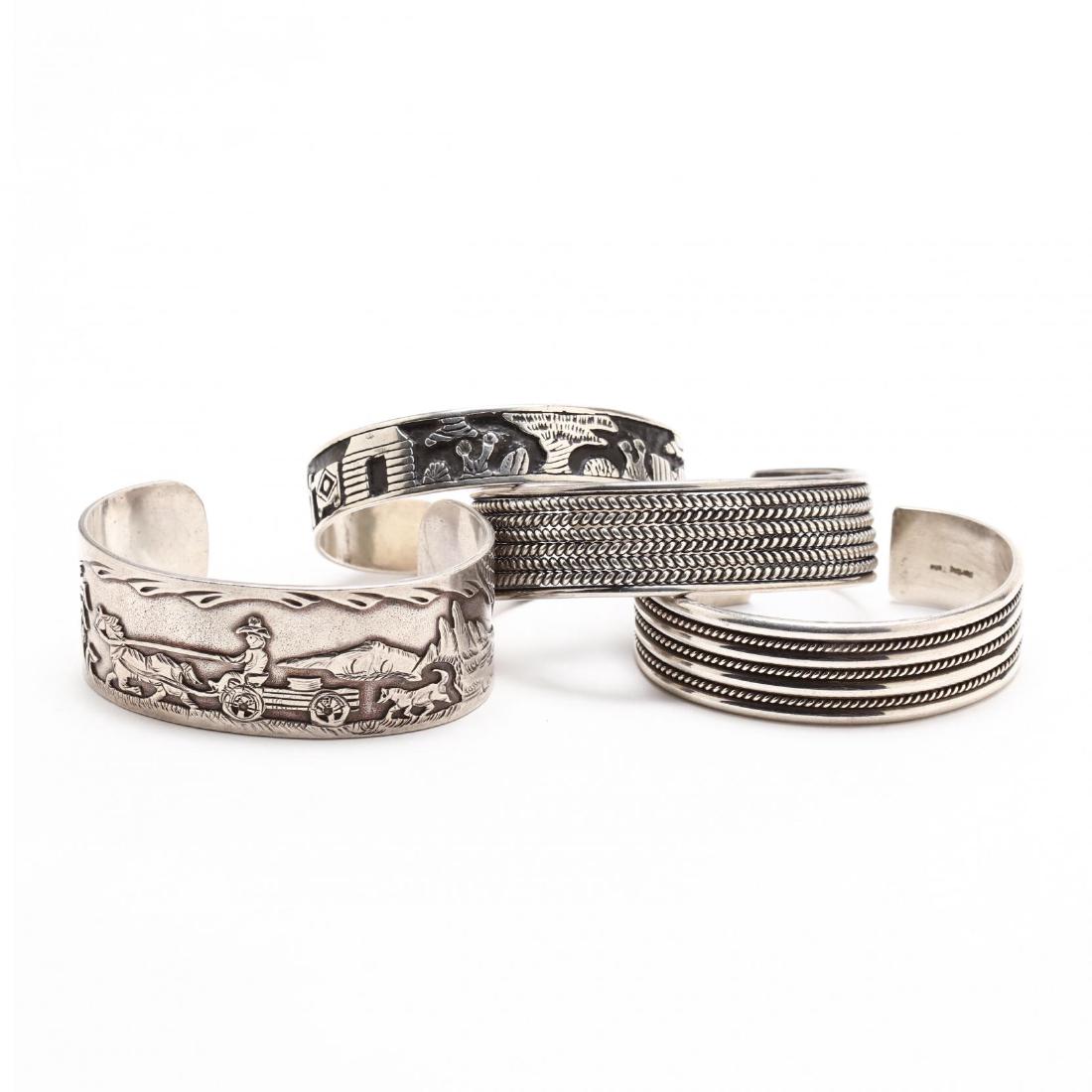 Four Native American Silver Cuff Bracelets (1 of 3)