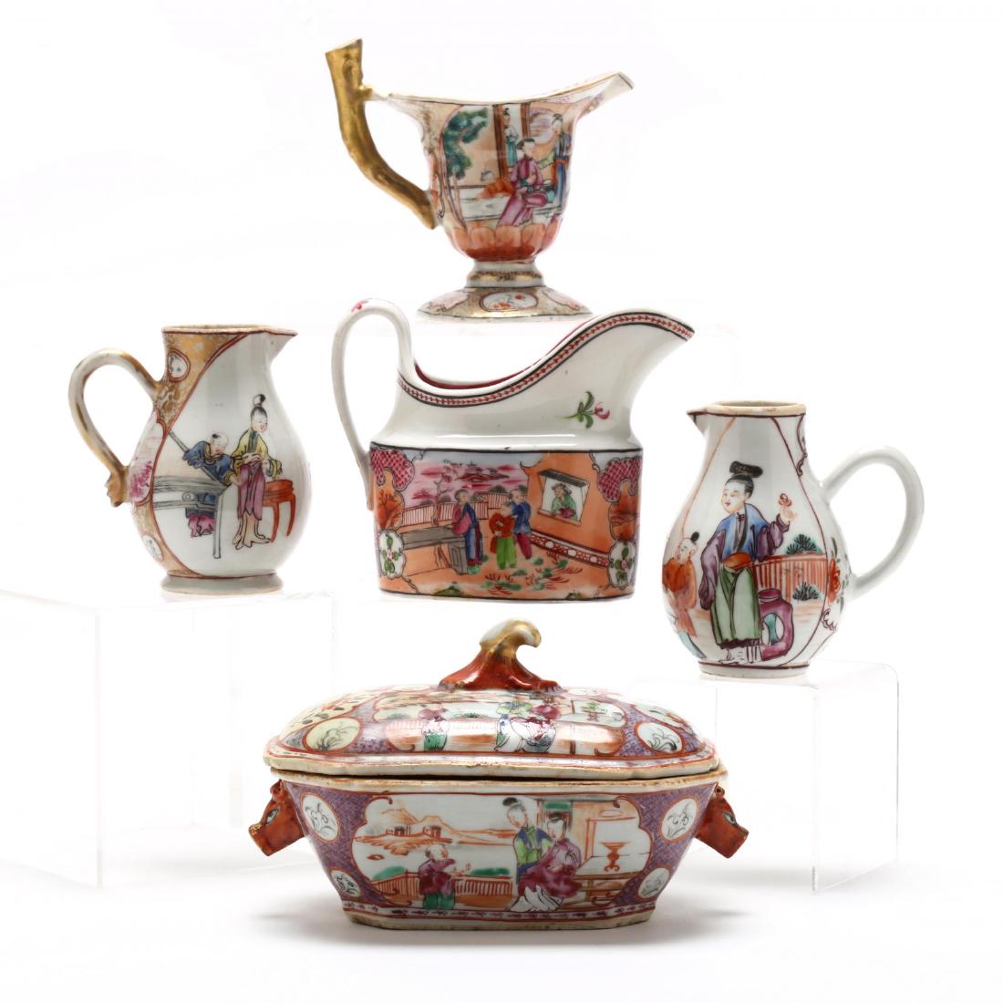 A Group of Chinese Export Rose Mandarin Tableware (1 of 7)