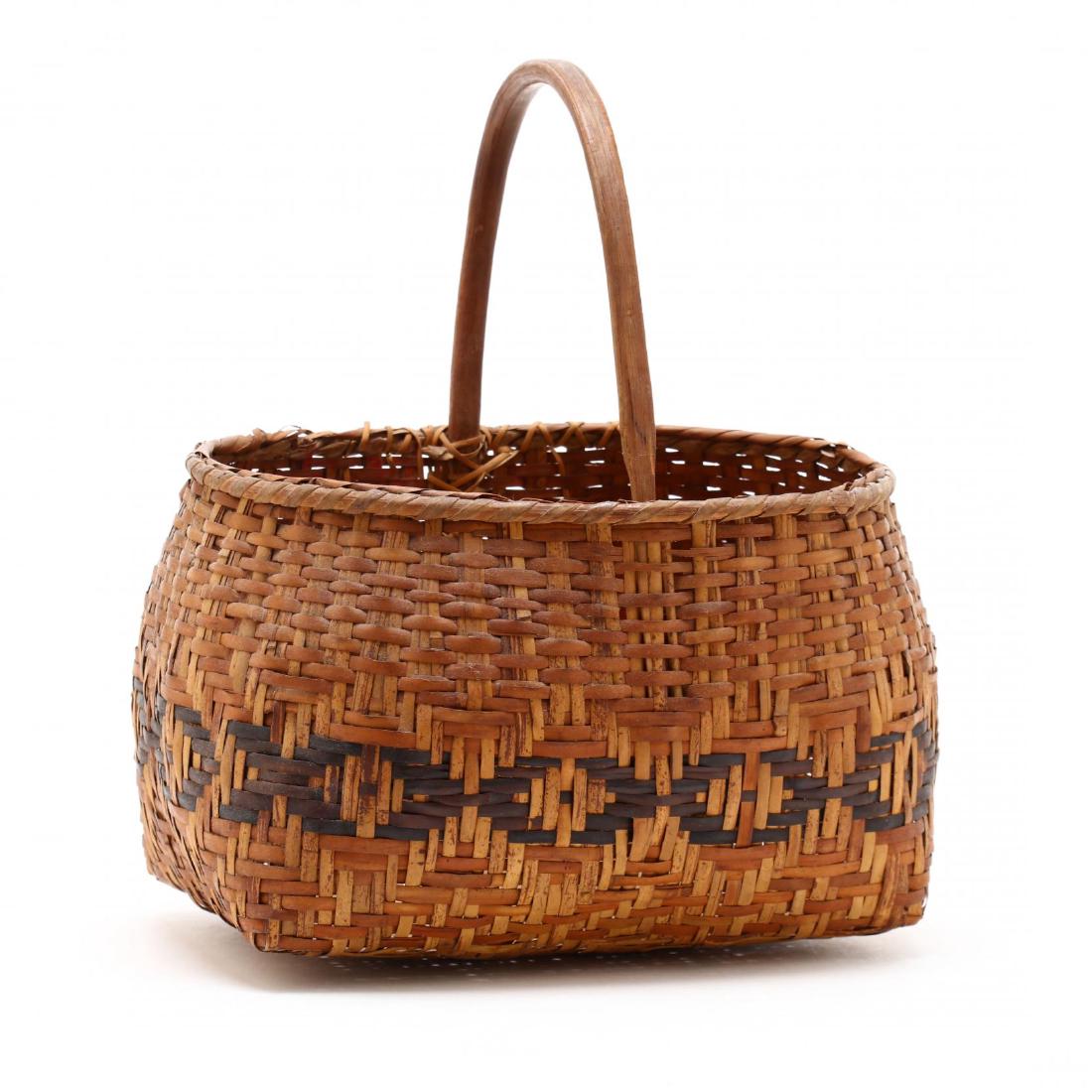 Antique Cherokee Rivercane Handled Basket