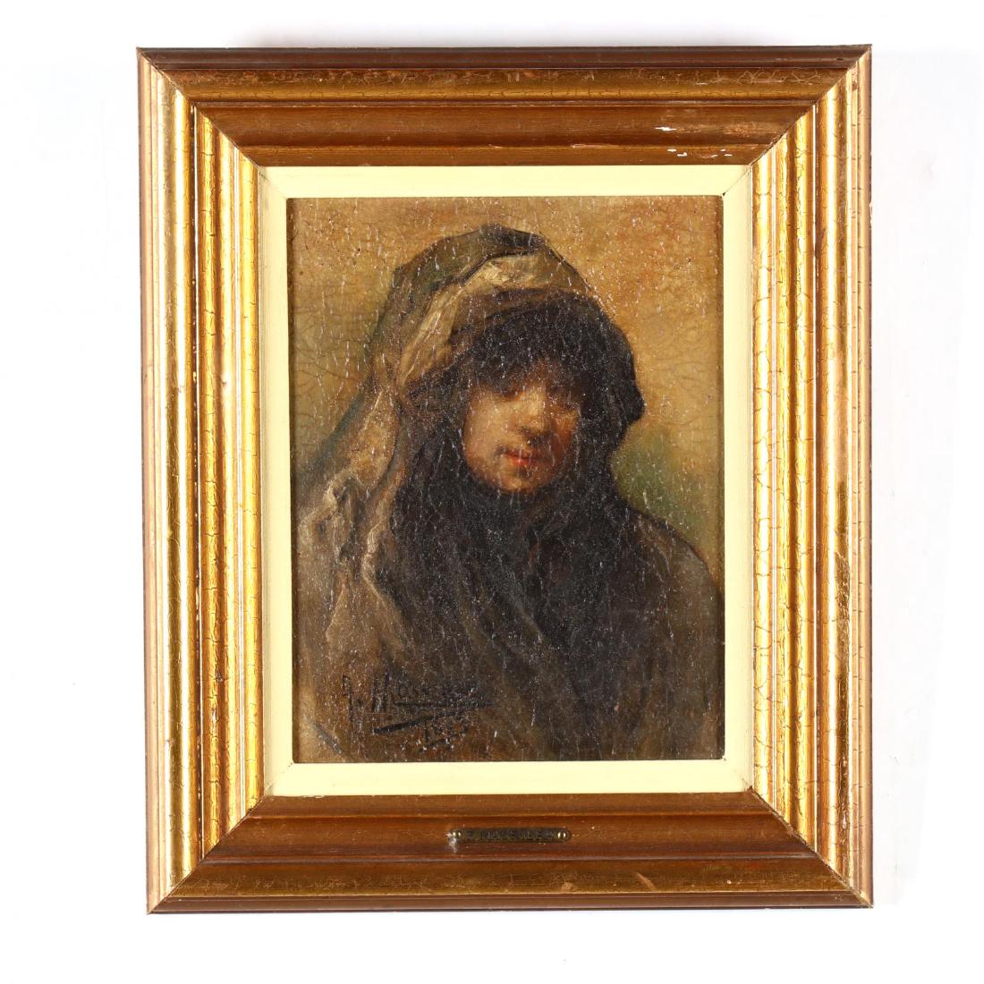 Francesc Masriera y Manovens (Spanish, 1842-1902), A: oil on board, signed and dated 18?3 at lower left, presented in a later frame with painted liner. SS 11.25 x 8.75 in.; DOA 17 x 14.5 in. Private Collection, Durham, NC Additional high-resolution photo