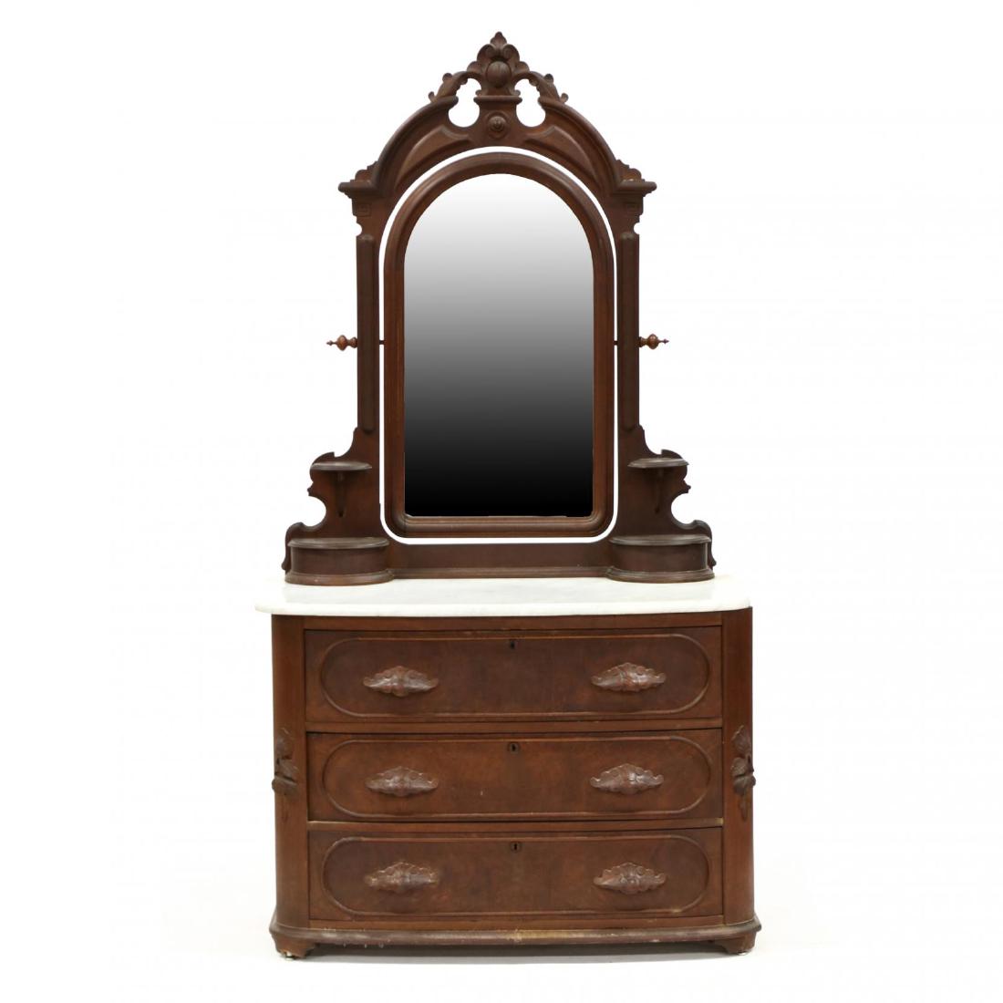 Victorian Marble Top Dresser With Mirror