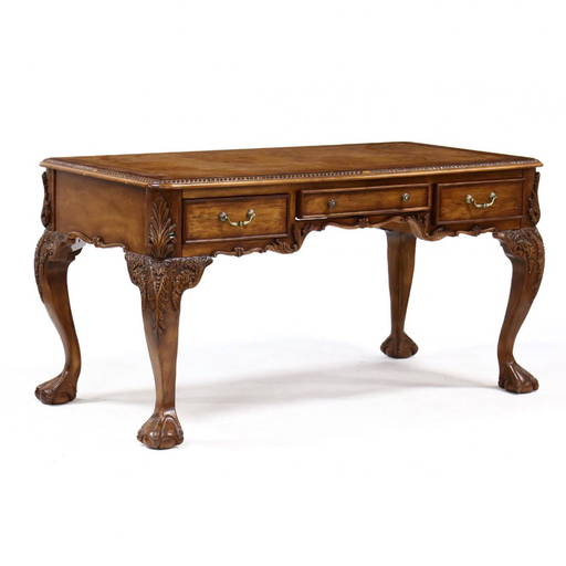 Chippendale Style Carved Mahogany Executive Desk