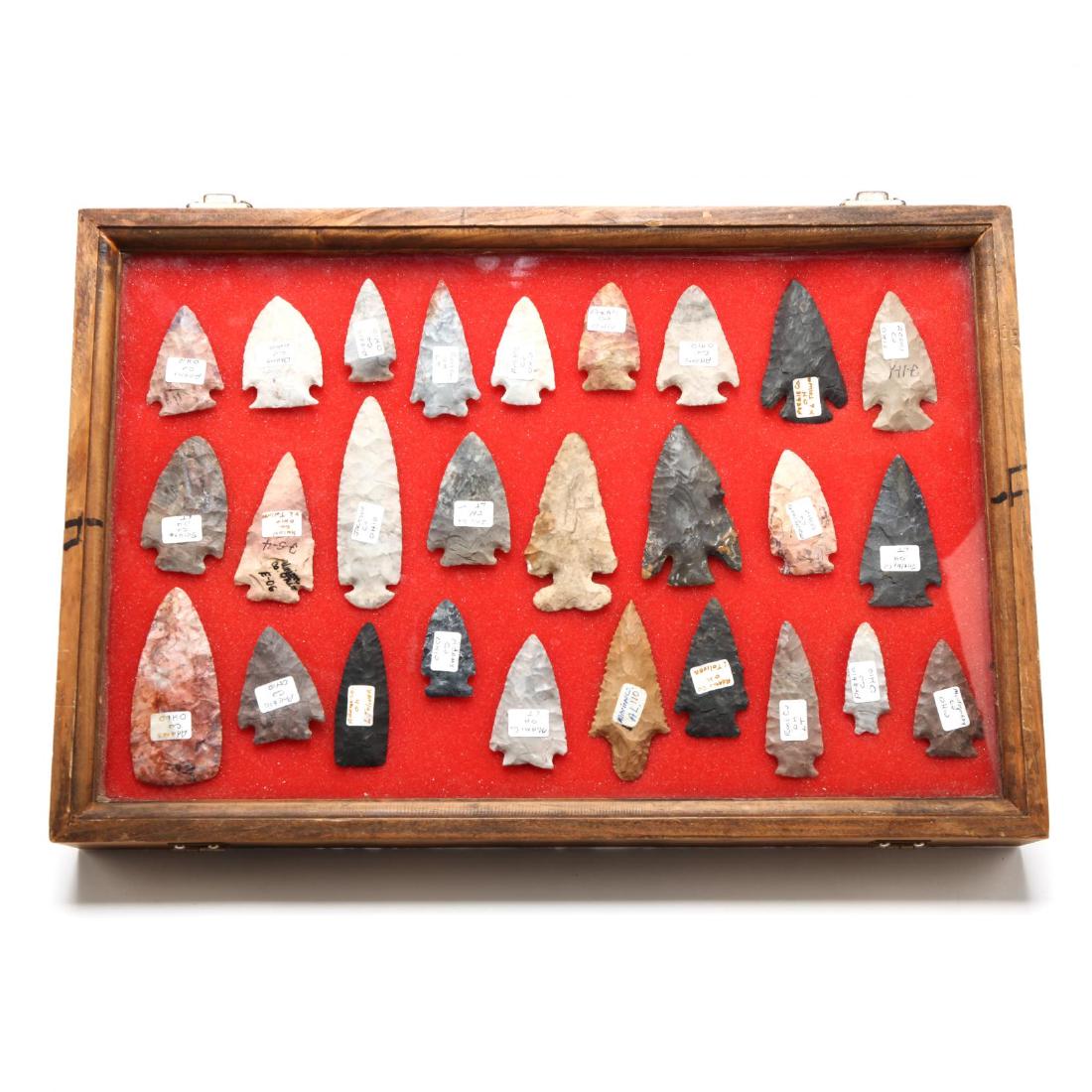 Frame of 27 Archaic Projectile Points From The Lawrence (1 of 4)