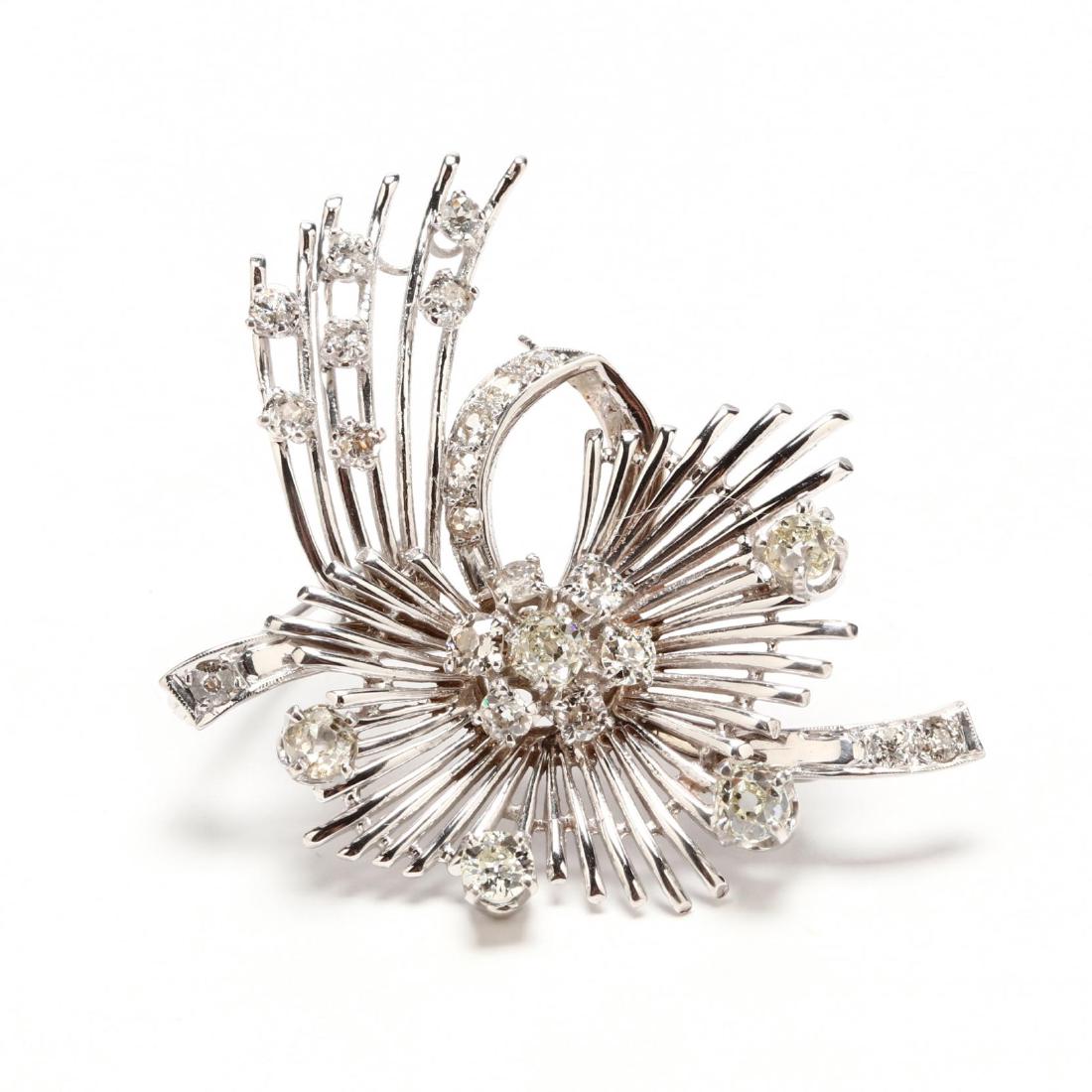 14KT White Gold and Diamond Brooch (1 of 2)