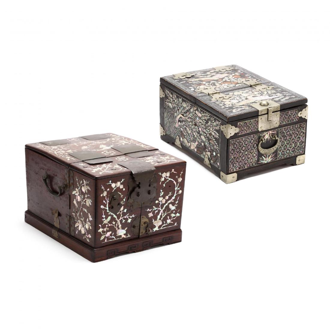 Two Chinese Jewelry Boxes with Mother-of-Pearl Inlay (1 of 9)