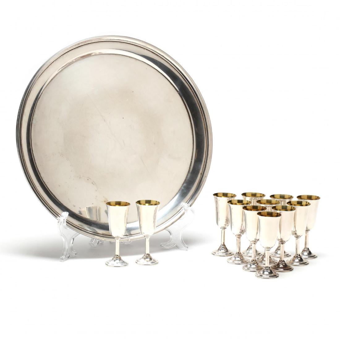 A Sterling Silver Drinks Tray with Cordials (1 of 4)