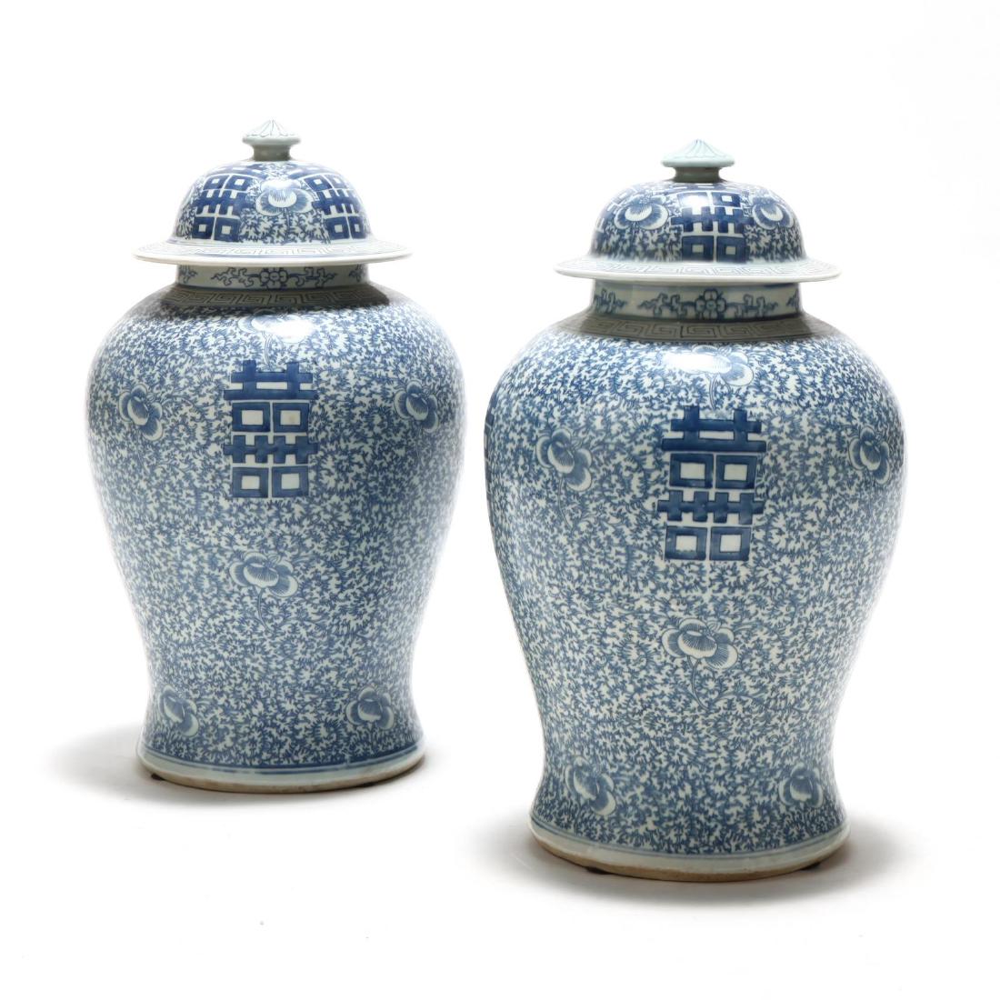 A Pair of Large Chinese Double Happiness Temple Jars (1 of 5)