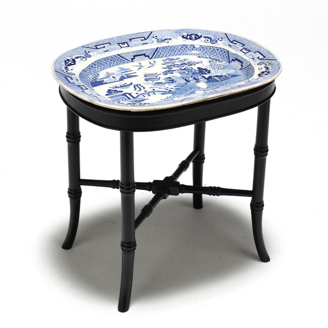 Antique Blue Willow Platter on Stand (1 of 3)