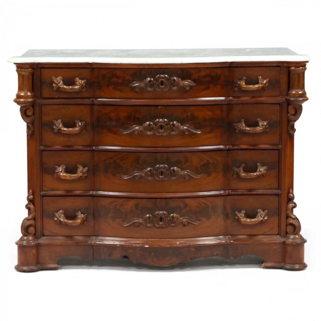 American Rococo Revival Marble Top Chest (1 of 4)