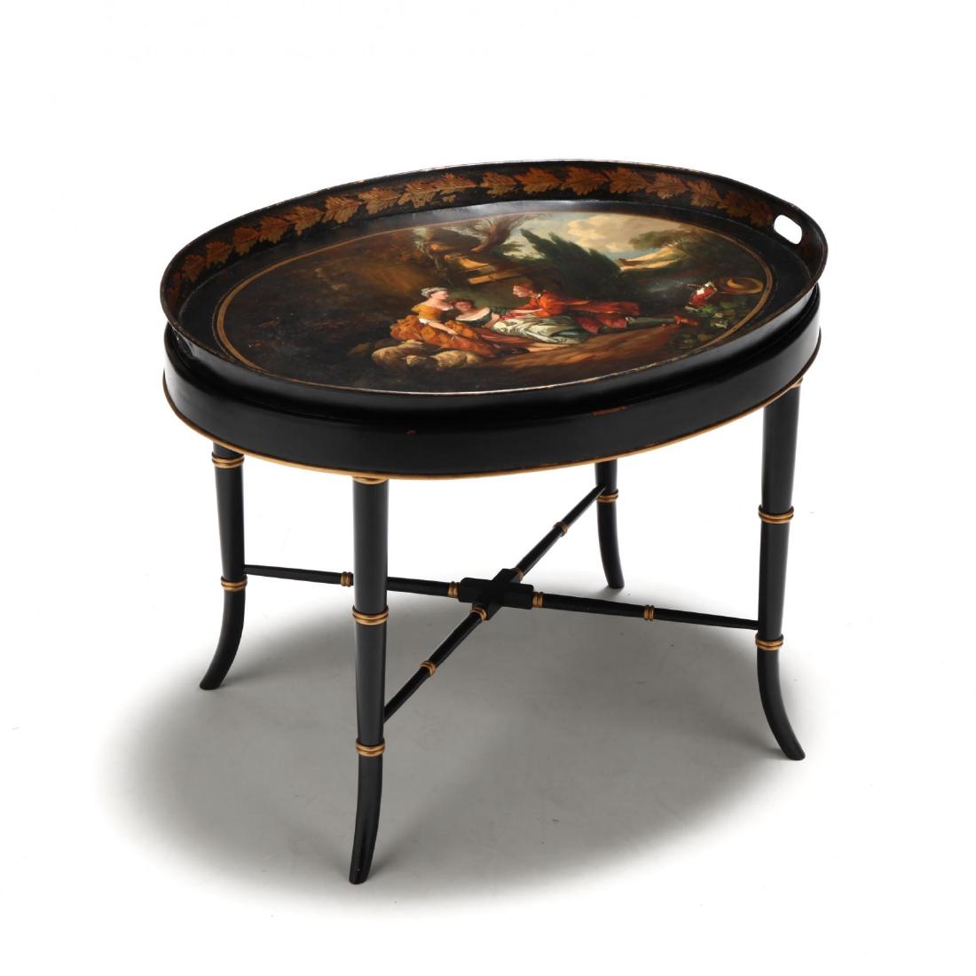 Antique Toleware Tray on Stand (1 of 3)