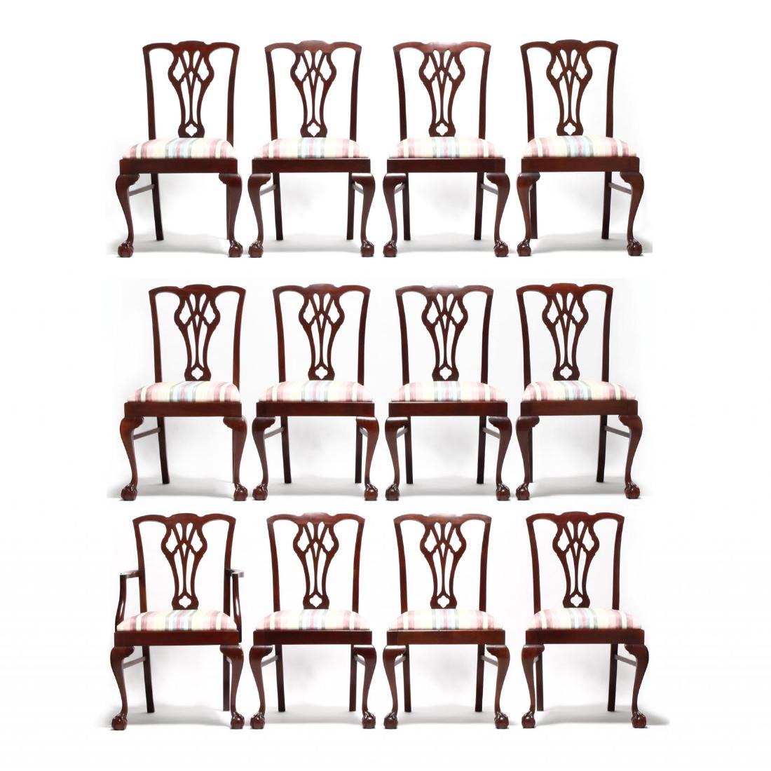 Set of Twelve Chippendale Style Dining Chairs (1 of 7)