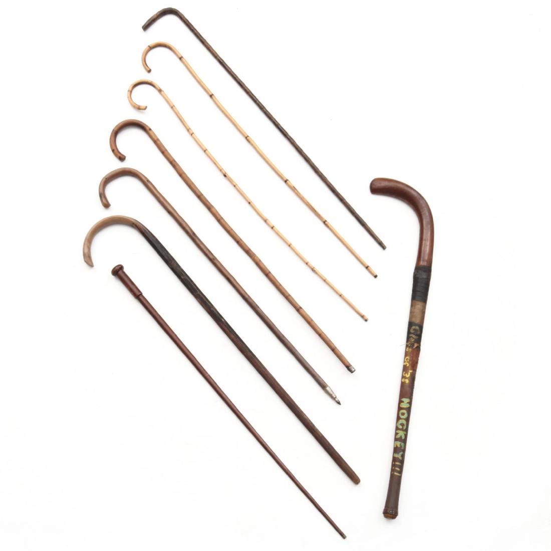 Group of Antique English Canes and Hockey Stick (1 of 3)