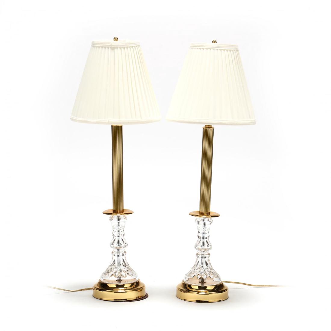 Waterford, Pair of Crystal and Brass Table Lamps (1 of 3)