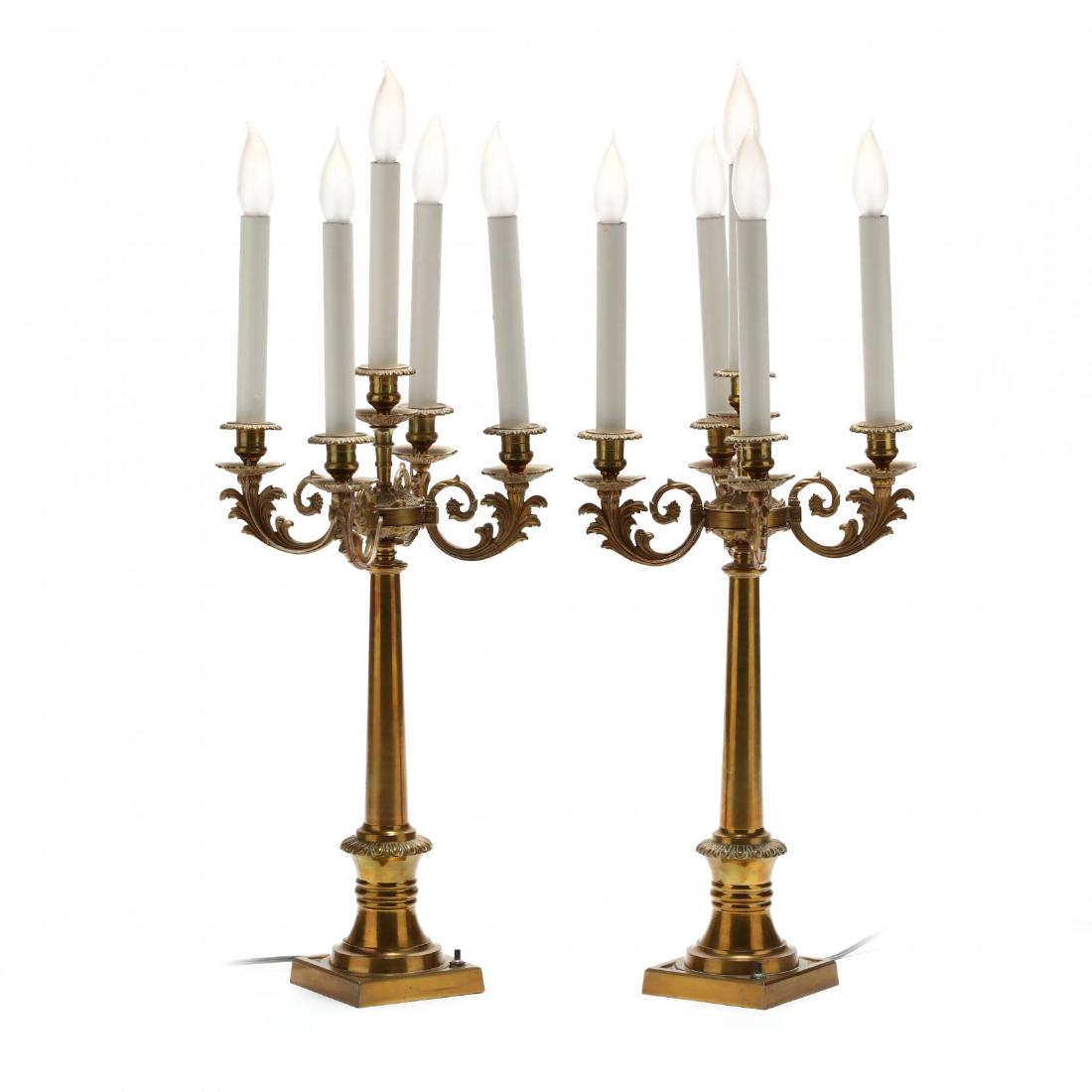 Pair of Neoclassical Style Brass Lamps (1 of 3)