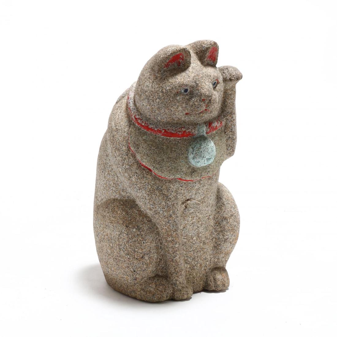 Vintage Carved Granite Maneki-neko (1 of 2)