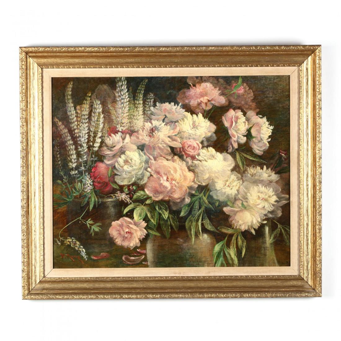 Peter Roos (MA/IL, 1850-1920), Still Life with Peonies (1 of 2)