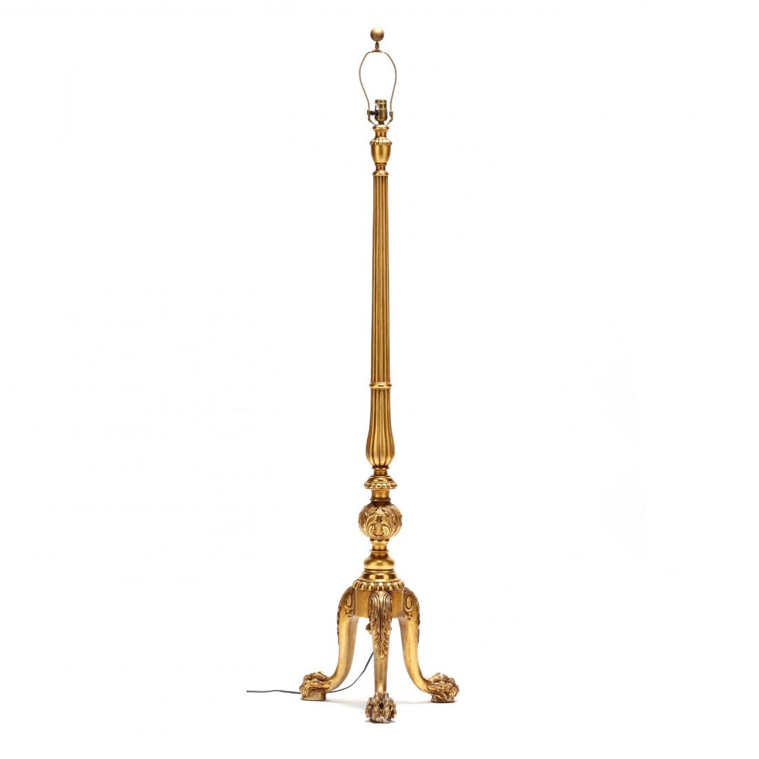 Neoclassical Style Carved and Gilt Floor Lamp (1 of 3)