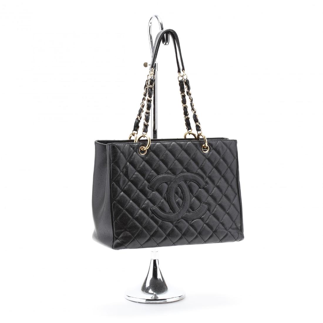 Quilted Black Caviar Leather Grand Shopping Tote (1 of 10)